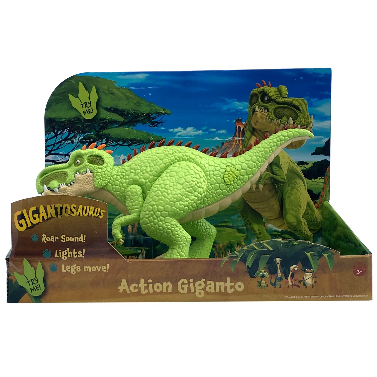 Gigantosaurus: Action Giganto - 14" Green Dinosaur Figure - Light-Up Spine, Roars, Walks & Stomps, Opens Mouth, TV Series Action Dino Toy, Kids Age 3+